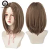 Synthetic Wigs Lace Wigs 7JHH WIGS Short Bob Middle Part Straight Wig For Women Black Shoulder Length Heat Resistant High Temperature Crochet Hair 240329