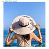 Szerokie brzegowe czapki wiadra czapki czapki plażowe damskie lato duży stożkowy litera miłosna gościa gościa fold okładka podróżna kubek hat y240319