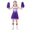Girls Cheerleader Costume Dress Pompoms Outfit Purim Schoolgirl Cheer Stage Performance Cheerleading Uniform 240305