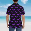 Casual overhemden voor heren Hawaiiaans overhemd Vakantie paarse vleermuisprintblouses Halloween-patroon Elegante heren Y2K grappige tops met korte mouwen