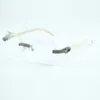 Lentes transparentes elegantes de micro corte com diamante micro pavimentado 8300817 com perna de chifre de búfalo preto ou branco natural tamanho 18-140 mm