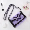 Totes Texture Flap Butterfly Design Fashion Crossbody Bags For Woman Black Purple Contrast Knitted Beaded Women's Shoulder Bag