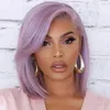 Synthetic Wigs 12 Inch Purple Short Straight Bob Hair Wigs For Women Synthetic FiberSide Part Short Straight Wigs Heat Resistant Colorful Party 240328 240327