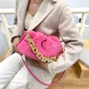 Totes Frauen Handtasche und Geldbörsen Gold Dicke Kette Umhängetaschen Für Luxus Designer Clutch Damen Tasche Plüsch Kunstpelz Umhängetasche