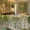 Decorative Flowers Artificial Ivy Greenery Garland 12pcs 220cm Fake Leaves Hanging Plant Vine For Outdoor Wedding Jungle Party Decor