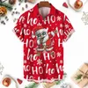 Chemises décontractées pour hommes 2024 Noël et femmes Fun Santa Imprimé Dessin animé Elk Motif Vêtements Mode Revers