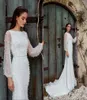 2020 Luxury Beaded Bodice Wedding Dresses Bride Dress Sheer Long Sleeves Sweep Train Summer Wedding Gowns China2709887