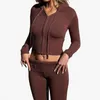 Dames Tweedelige Broek Damesmode Slanke Gebreide Outfits Elegante Rits Trui Tops En Lange Broek Past Casual Mouw Effen Kleur Sets