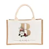 Spersonalizowana niestandardowa druhna Travel Beach Burlap Tote Prezenty kosmetyczne torby ślubne ślubne przyjęcie Bachelorette Favors Jute Torby 240309