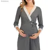 Женская одежда для сна для беременных и кормящих женщин, пижама для беременных, ночная рубашка с кружевной отделкой, одежда для сна с короткими рукавами, Ropa Mujer Embarazada PremamaC24319
