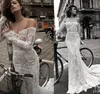 Винтажные свадебные платья русалки 2022 с открытыми плечами и длинными рукавами, кружевные аппликации, свадебные платья с открытой спиной, садовое свадебное платье8505068