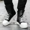 Stövlar Autumn Men Ankle Boots Leather High Top Shoes Cool Fashion Zip och Laceup Flats Sneakers Bekväma manliga casualskor Loafers