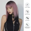 Synthetische pruiken Roze Zwart Ombre Synthetische pruiken Recht Korte Bob Pruik met pony Gekleurd Cosplay Haar voor Dames Dagelijks Feestgebruik Hittebestendig 240329