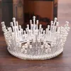 Diadèmes Couleur Argent Couronne De Mariage Cristal Strass Perle Couronne De Mariée Coiffure Roi Couronne Boule De Mariage Accessoires De Cheveux Bijoux Y240319