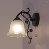 Lampada da parete Balcone Luci antiche Illuminazione da bagno Luce da specchio a LED Scala vintage Corridoio Corridoio Vetro con interruttore a tirante