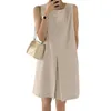 Abiti casual rotondi a collo a-riga Abito da donna Stylish Women Sleeveless con tasche di design split anteriore Mini per l'estate