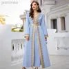 Basic Casual Dresses Kaftan Dresses Luxurious Beads Women Dubai Embroidery Long Sleeve Muslim Abaya Islam Turkey Jellaba Moroccan Long Dress 240319