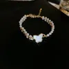 Link Bracelets White Butterfly Pearl Bracelet Jewelry Accessories Gold Color Bangle Imitation Resin