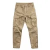 Spring Men Pants Solid Kolor Multi Pockets Prosty swobodny ładunek codziennie noszenie Mens Tactical Joggers Spodni 240315