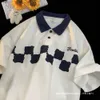 قميص البولو الأمريكي رجال قصير الأكمام الصيفية العصرية العصرية النقيض تي شيرت فضفاضة زوجين متعدد الاستخدامات نصف N544 {الفئة}