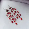 Kolczyki Dangle Exquite Red Ruby Stud for Women Ornament Girl Girl Birthday Party Anniversary Empandation Dift Round Natural Gem