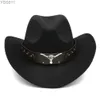 Cappelli a tesa larga Cappello da cowboy occidentale Cappello da cowgirl Misto lana Estate per uomo Donna Accessori cosplay Colore nero o marrone 240319