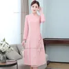 Ubranie etniczne 2024 Chińskie ulepszone Cheongsam A-line qipao sukienka National Flower Flower Hafdery Oriental Bankiet