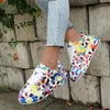 Scarpe casual 2024 Sneakers robuste da donna Pelle PU Colori misti Stampa graffiti Sneaker da tennis Piattaforma Tendenza sportiva Cool femminile