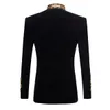 Hommes noir or broderie velours costume Blazer fête Banquet scène vêtements pour chanteurs hommes de haute qualité Handmake blazer masculino 240304