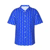 Camisas casuales para hombres Camisa de lunares azul y blanco Camisa hawaiana elegante vintage para hombres de manga corta Diseño de estilo callejero de playa Blusas de gran tamaño