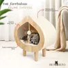 House, Cozy Cave Bed, Scratching House Hideout Modern Cat Beds & Furniture for Indoor Cats - Pet Condo with Kitty Bed