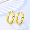 Cluster Ringen Eenvoudige Elegante Glanzend 24 K Goud Kleur Voor Vrouwen Mannen Luxe Minnaar Paar Ring Bruiloft Verlovingsgeschenken Niet vervagen