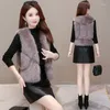 Gilets pour femmes manteau en fausse fourrure hiver gilet court veste femmes décontracté doux peluche femme gilet sans manches élégant chic