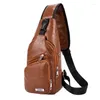 Сумка Мужские сумки через плечо с USB зарядкой Мужские противоугонные нагрудные сумки-мессенджеры Кожаные винтажные сумки для путешествий Назад Па