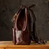 حقيبة ظهر للرجال من الجلد الأصلي أزياء 2024 14-15.6 بوصة حقيبة محمول حقيبة سفر على الظهر الرجع