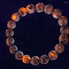 Bracelet en pierre de flamme naturelle, unisexe, haut de gamme et Style Cool, perle ronde à cercle unique, bijoux élastiques