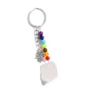 Natural Rough Raw Stone Crystal Quartzs Keychain Women Men Car Key Holder Hand KeyRing Jewelry