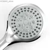 Bathroom Shower Heads Zhang Ji HandHeld 5 Modes Silicone Nozzle ABS Chrome Plating Rainfall Jet Spray High Pressure Powerful Showerhead Water Save Y240319