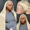 30 Inches 613 Blonde 13x4 HD Transparent Lace Front Human Hair Wigs Remy 200 Density Bone Straight Lace Frontal Wig for Women