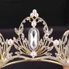 Tiaras vintage barock kristall strass pärla drottning krona smycken guld huvudbonad födelsedag krona brud bröllop hår tillbehör gåva y240319