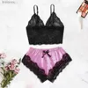 Mulheres sleepwear mulheres pijamas conjunto sexy cetim renda sleepwear lingerie senhoras elástico suspender shorts nightwear ternos sem mangas roupa interior topsc24319