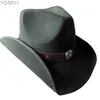 Breda randen hattar hink anpassad grossist vinter ull varm hatt grön 57-58 cm män och kvinnor utomhus cowboy 240319