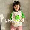 Dzieci Niedźwiedź list z drukowaniem T-shirt Boys Patchwork Kolor Pół rękawów 2024 Summer Kids Bawełniany luźne ubrania Z7234