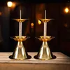 Ljushållare 2st Metal Candlestick Home Buddhist Tealight Stand for Farmhouse Living Room Pise Housewarming Mantel