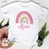 T-shirts Personalised Rainbow with Name T-Shirt Children for Boys Girls Clothes Custom Kids Shirts Child Baby Tees Tops Toddler T ShirtsC24319