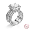 Женское обручальное кольцо с квадратным кластером шириной 0,4 4 карата Sona Diamond Architecture, имитация платины, свадебные модные ювелирные магазины