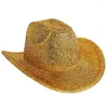 Boinas mulheres homens ocidental cowboy chapéu brilhante cowgirl para casamento carnaval rave festa acessórios de traje de viagem