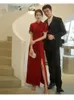 Vêtements ethniques Robes de mariée de style chinois Lady Amélioration de la manche de gland Qipao Femme Elegant A-Line Vestidos Plus Size 3xl Cheongsam
