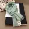 Scarves 2024 Woman's Solid Color Hollow Cotton And Linen Short Scarf Spring Autumn Thin Narrow Edition Sunscreen