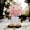 Konstgjorda körsbärsilke persikblommor falska växter arrangemang för diy trädgård hem bröllop festdekor